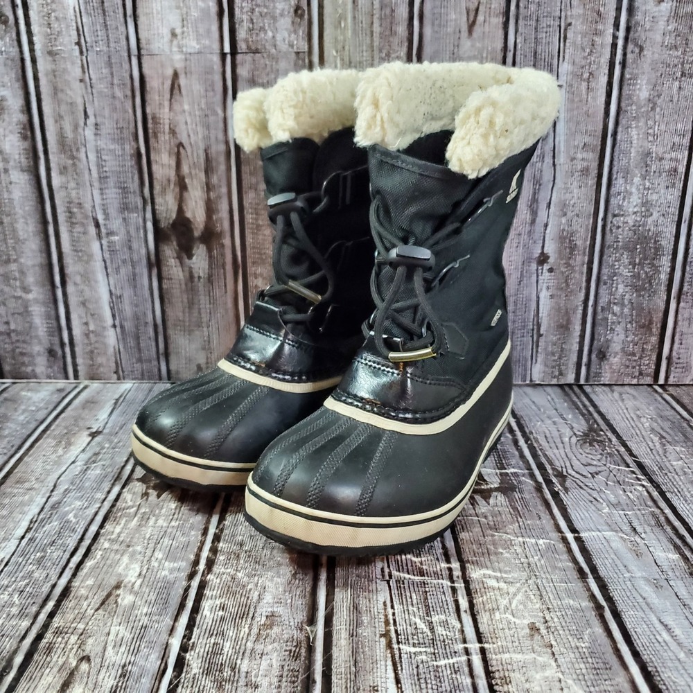 Sorel Youth Yoot Pac Winter Snow Waterproof Boots NY1962-010 Black Nylon Size 3